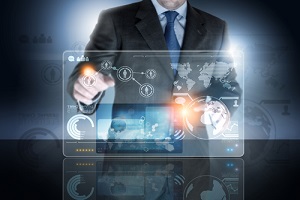 businessman working on a communication device