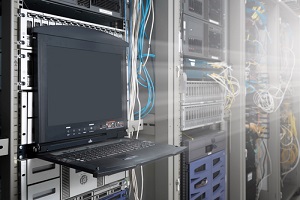 close up kvm switch in server room