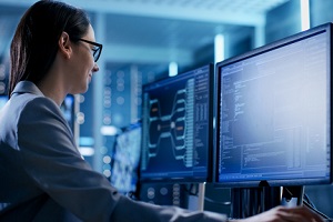 close up shot of female tech engineer working