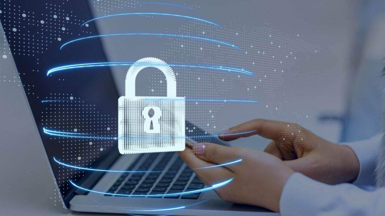 closed digital lock on digital background