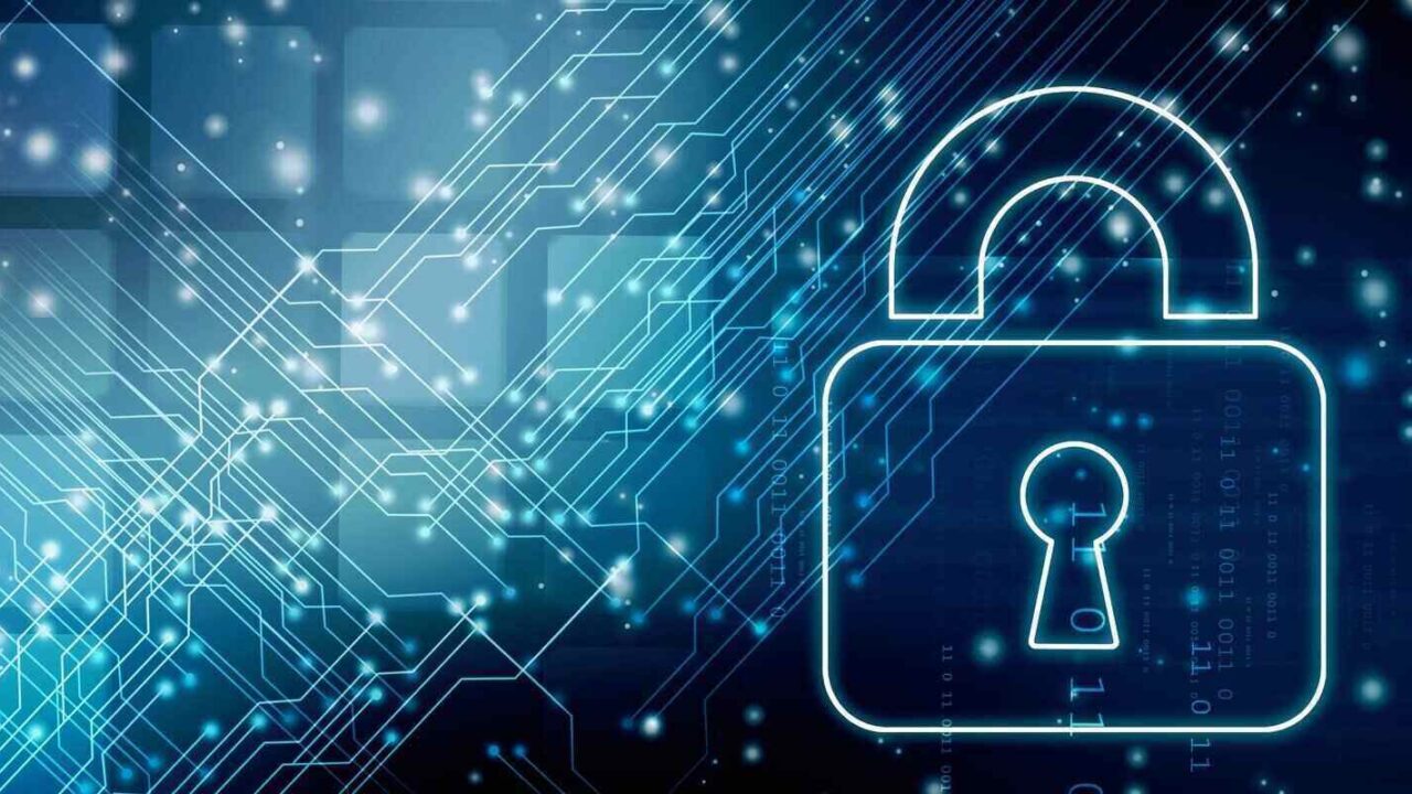 closed padlock on digital background
