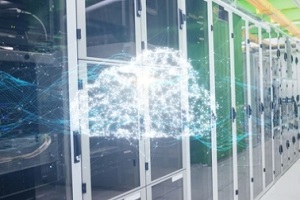 cloud representation with servers behind