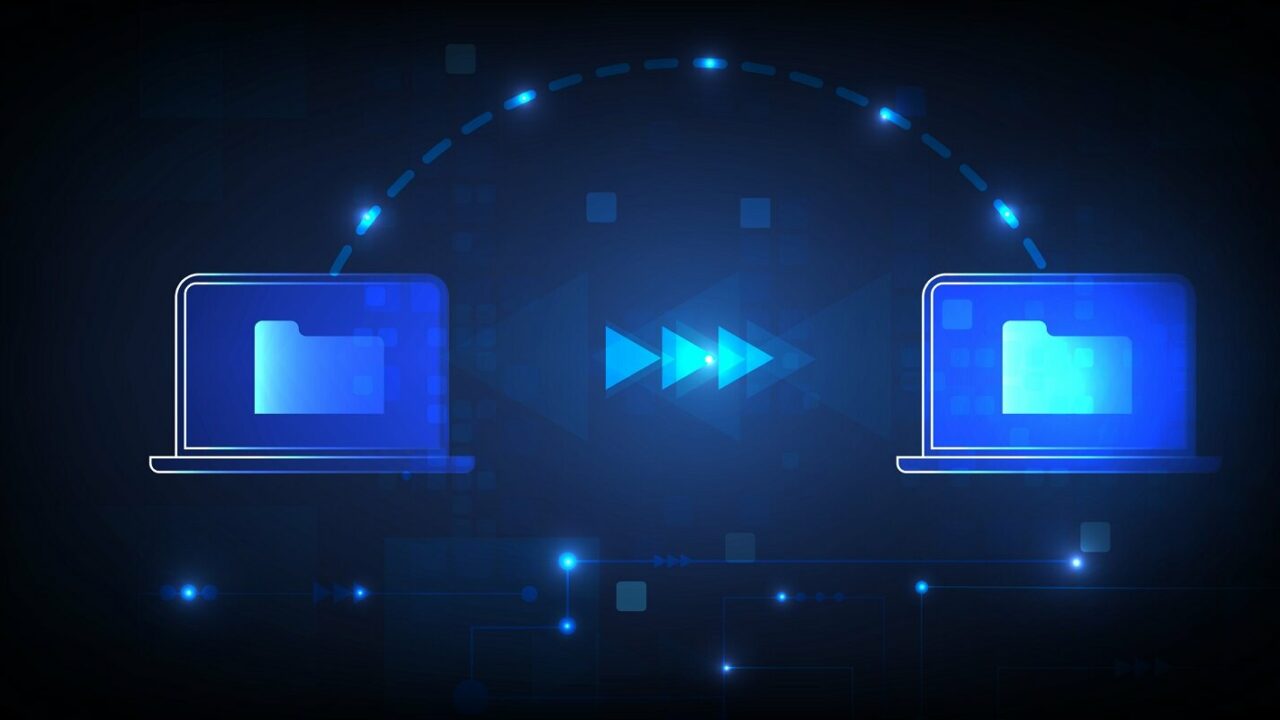 concept data transfer exchange information with internet cloud technology