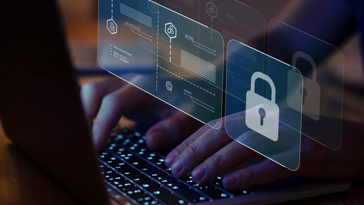 cybersecurity concept internet security screen with padlock