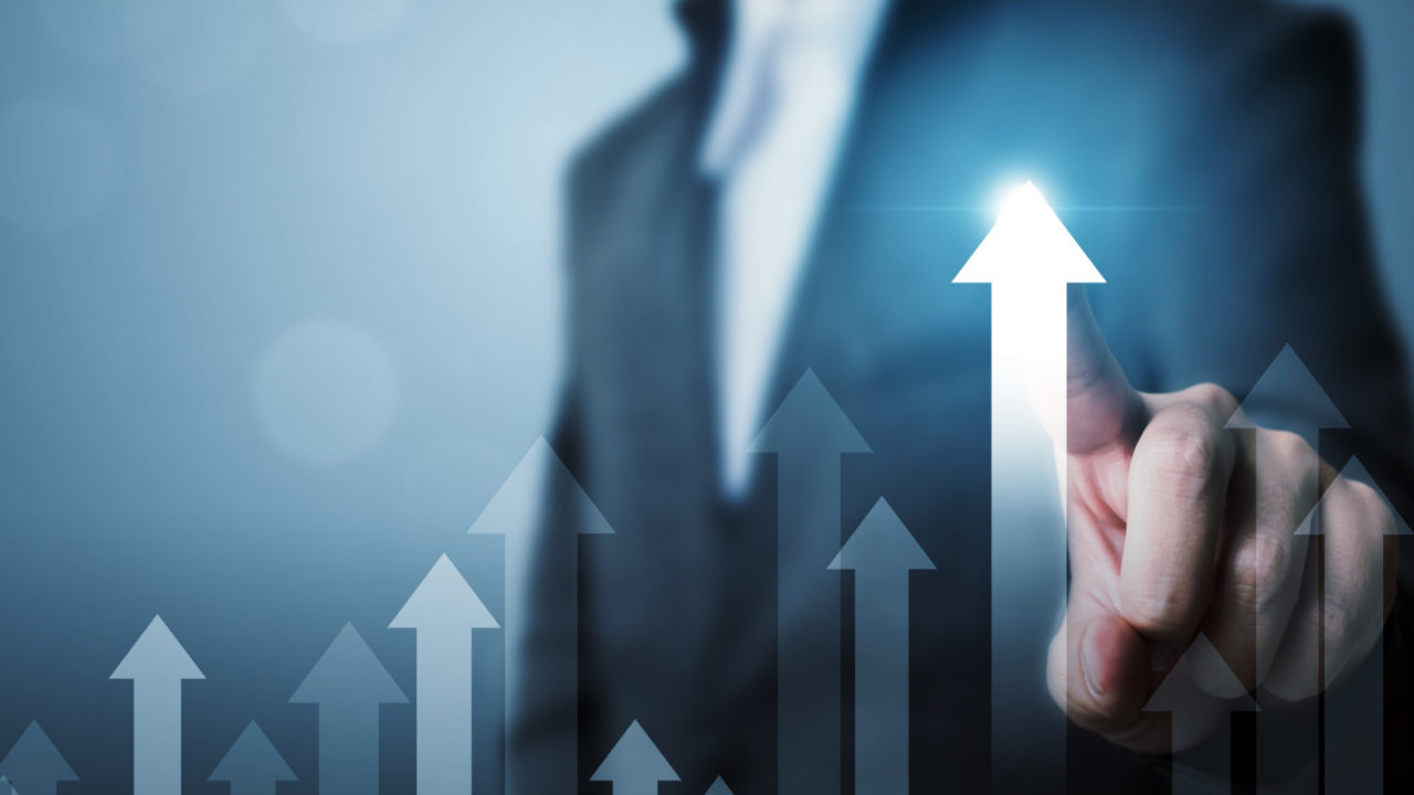 cybersecurity consulting firm employee points index finger upward