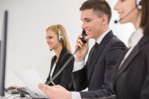 cybersecurity consulting firm representatives speak to customers regarding their service