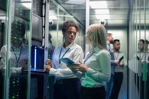 employees in server room
