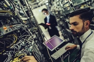 engineer reviewing the server