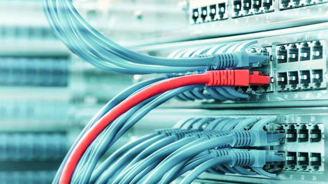 ethernet cable on network switches background