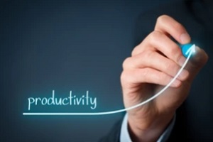 man drawing chart showing productivity increased