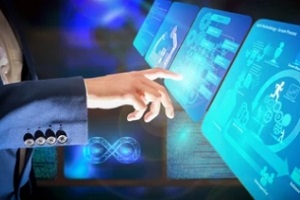man hand on monitoring system
