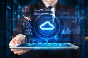 man holding cloud concept