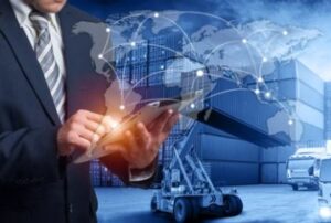 man holding tablet checking supply