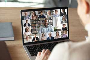 Man in remote meeting