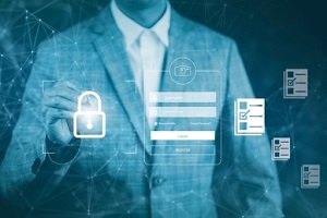 man touch graph scan the protection system cyber security