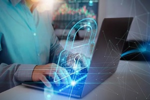 man working in encrypt laptop