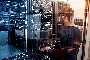 managed it services provider working on a business's server room in brooklyn new york