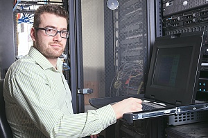 managed it services technician working on a server for a business in the bronx new york