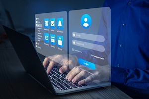online access with password and login page to manage personal profile account