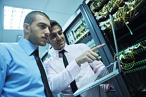 two managed it services technicians providing service to a manhattan new york business
