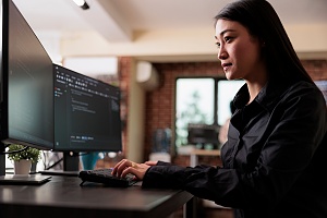 woman working in IT security