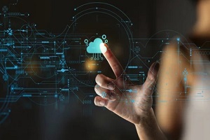 women clicking hedge fund cloud button