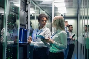 women in servers room